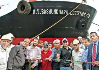 Bashundhara ship floats on water